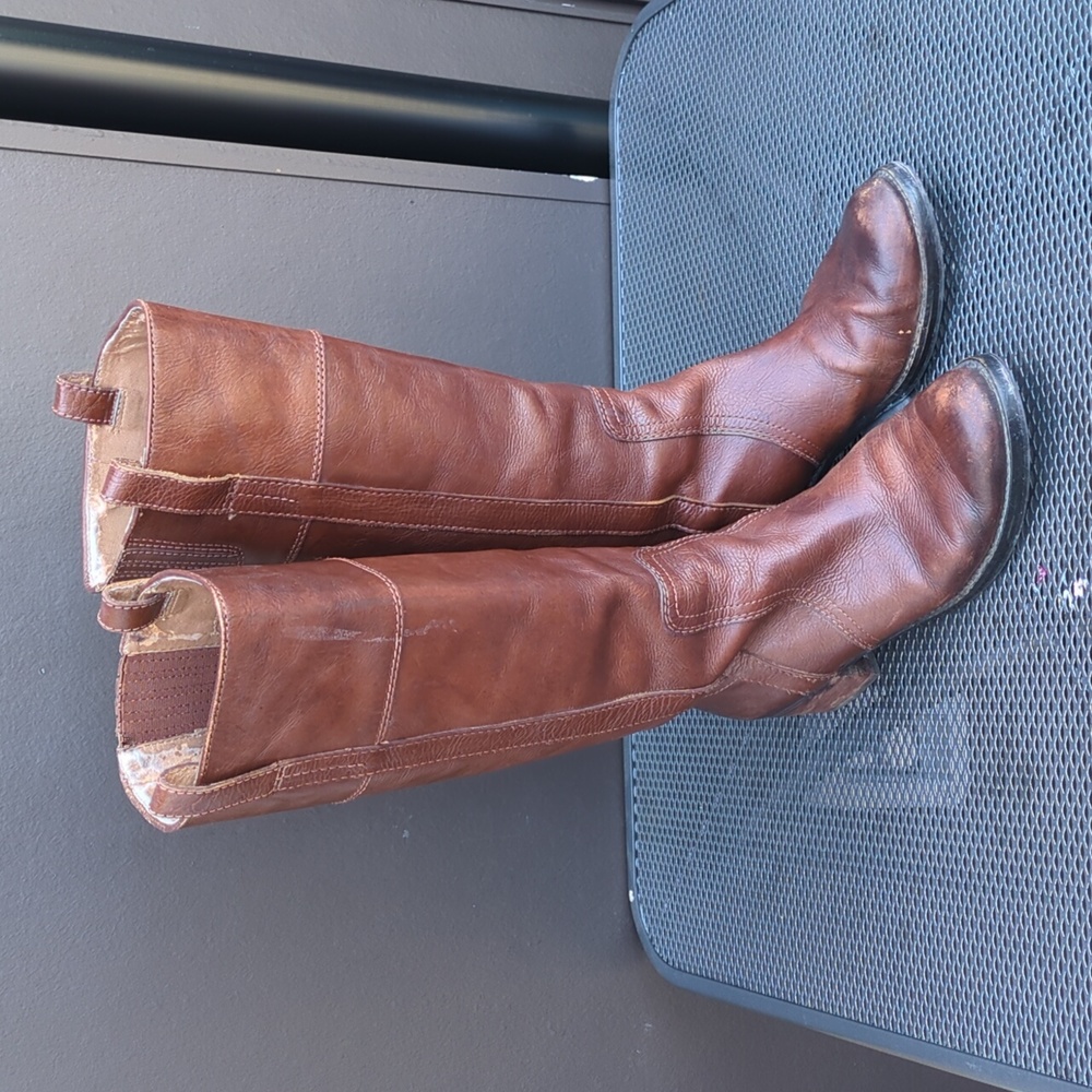 Women's Lucky Brand Boots Heloise Equestrian Style Pebble Leather sz10